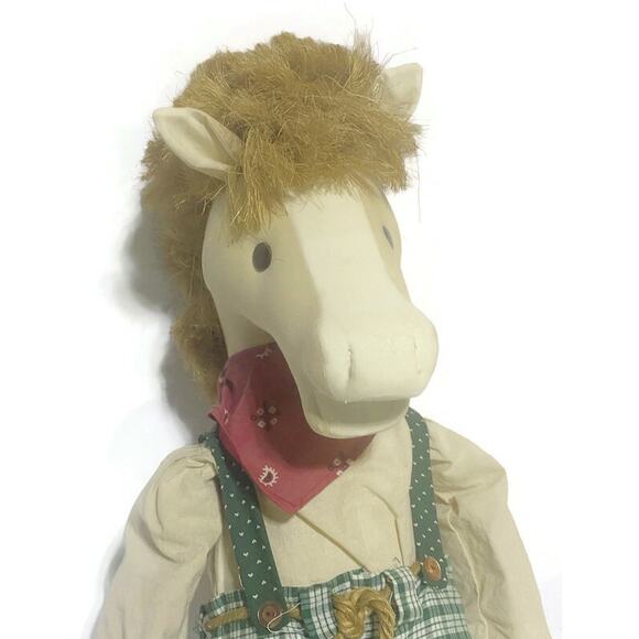 Paul A Mino Horse Kinfolk From Maplewood Stuffed Animal Plush Straw Hair 28 Inch - Picture 7 of 11
